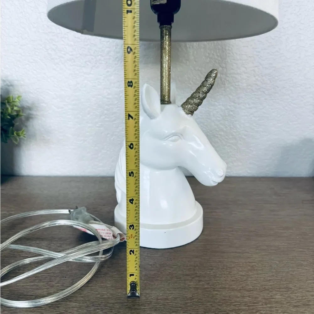 Unicorn White Gold Glitter Table Bedside Lamp